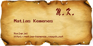 Matias Kemenes névjegykártya